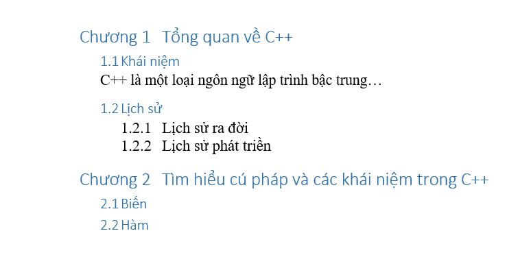 Sử dụng Multilevel List